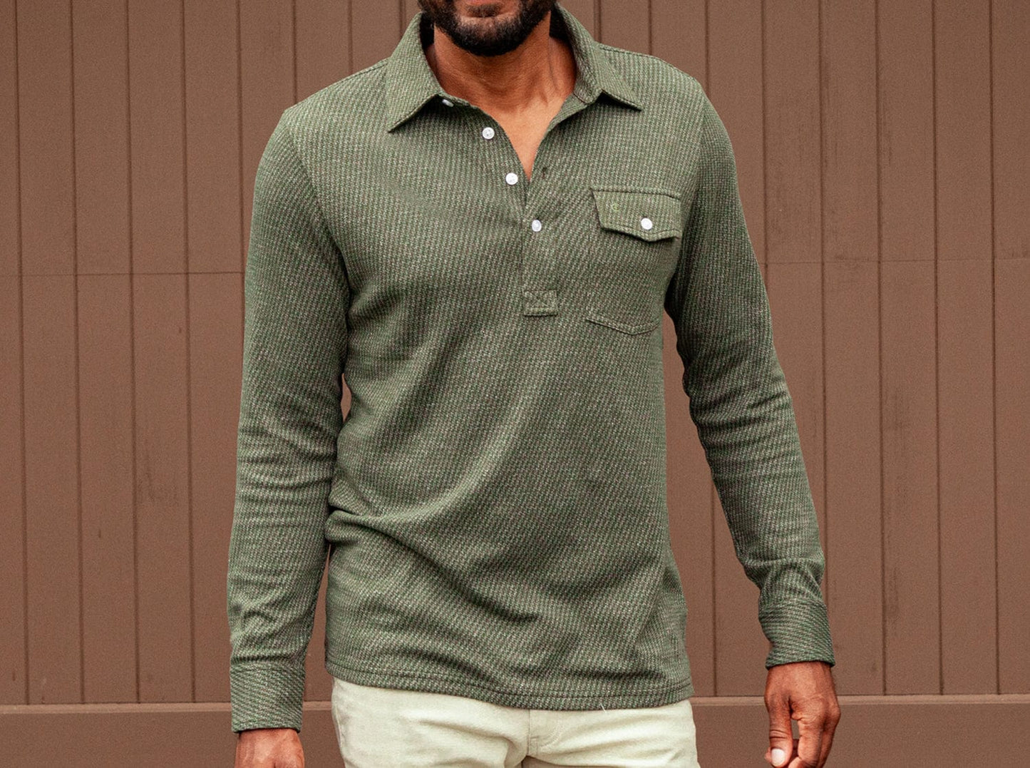 Houndstooth Long Sleeve Players Shirt - Pine