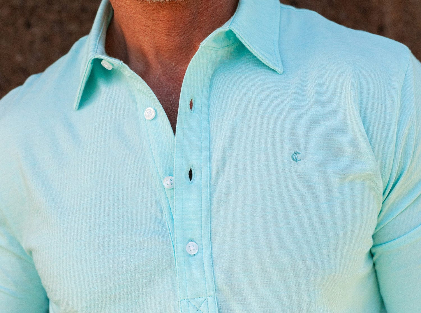 brrr° Long Sleeve Range Polo - Blue Lagoon