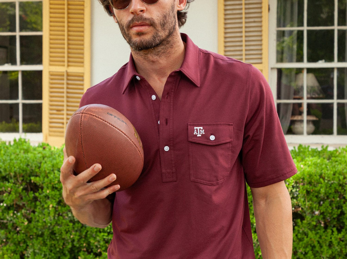 Texas A&M - Coach's Performance Players Shirt - A&M Mark - Maroon