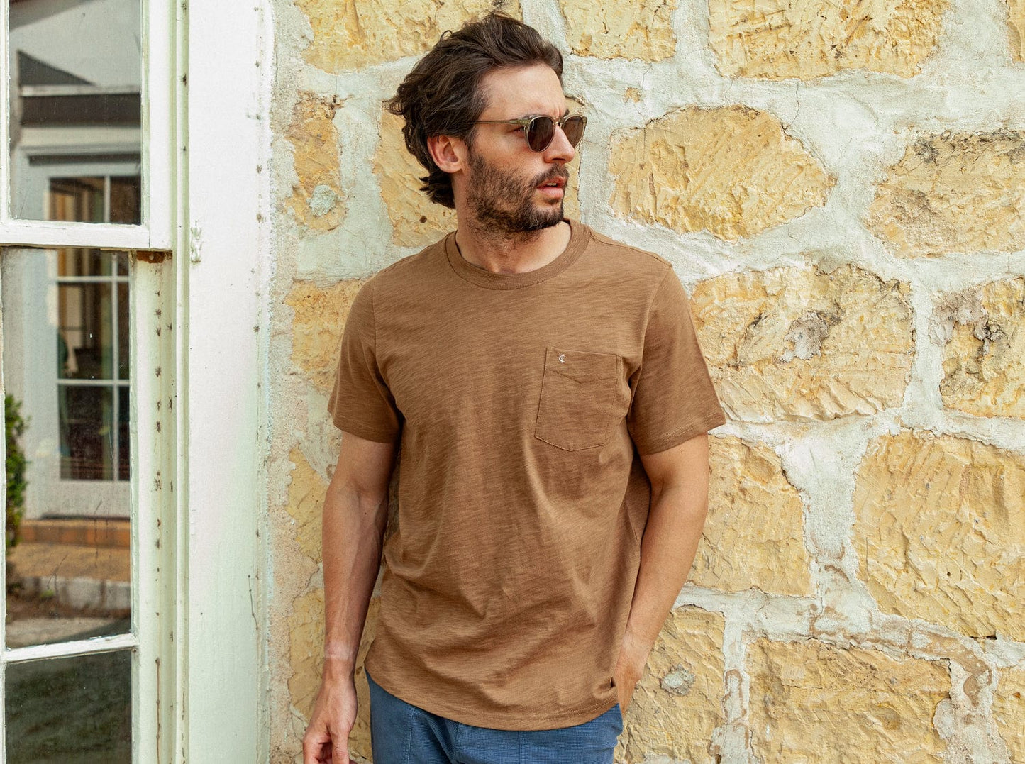 Slub Cotton Pocket T-Shirt - Cedar