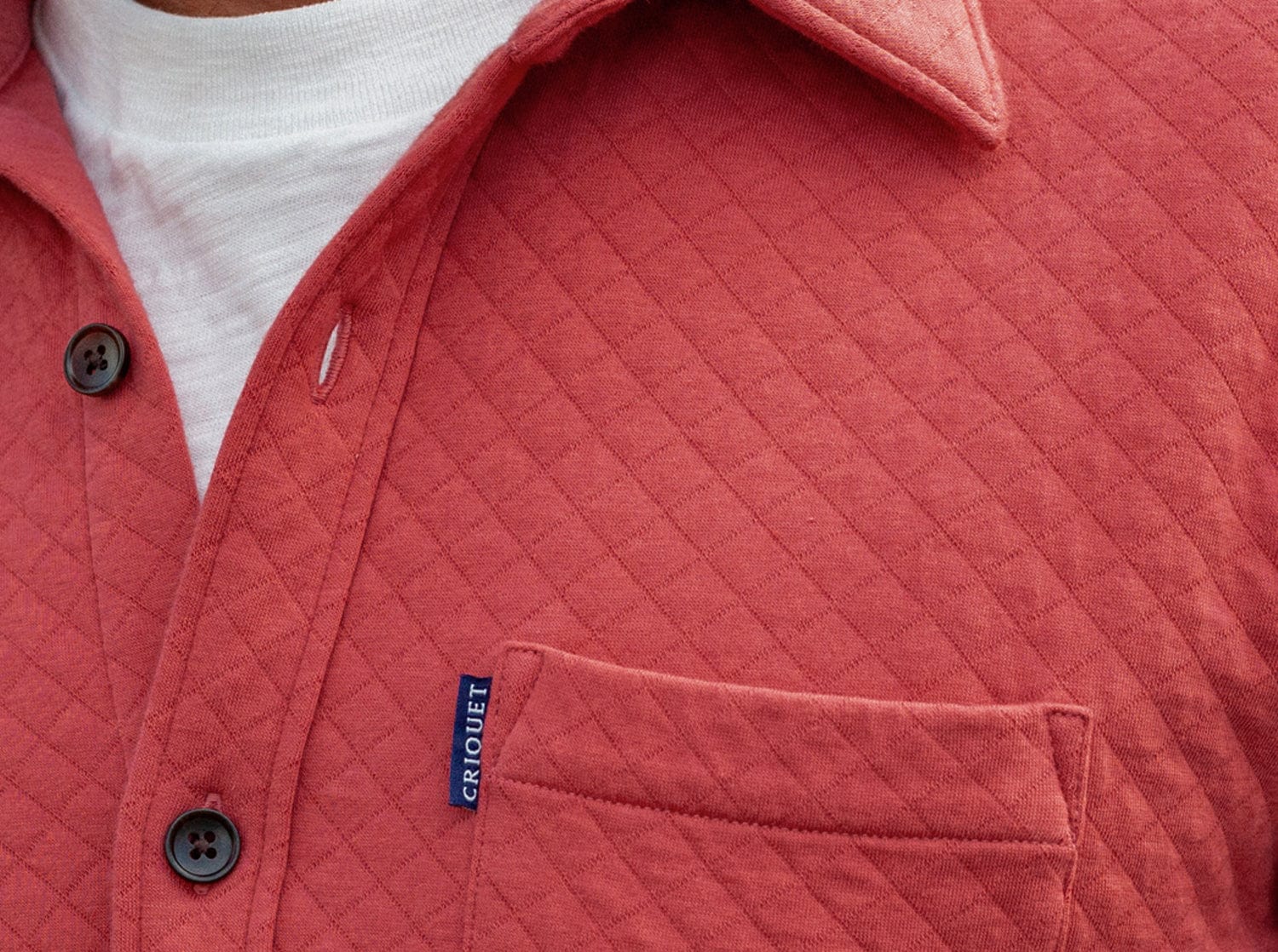 Quilted Knit Overshirt - Brick - Secondary