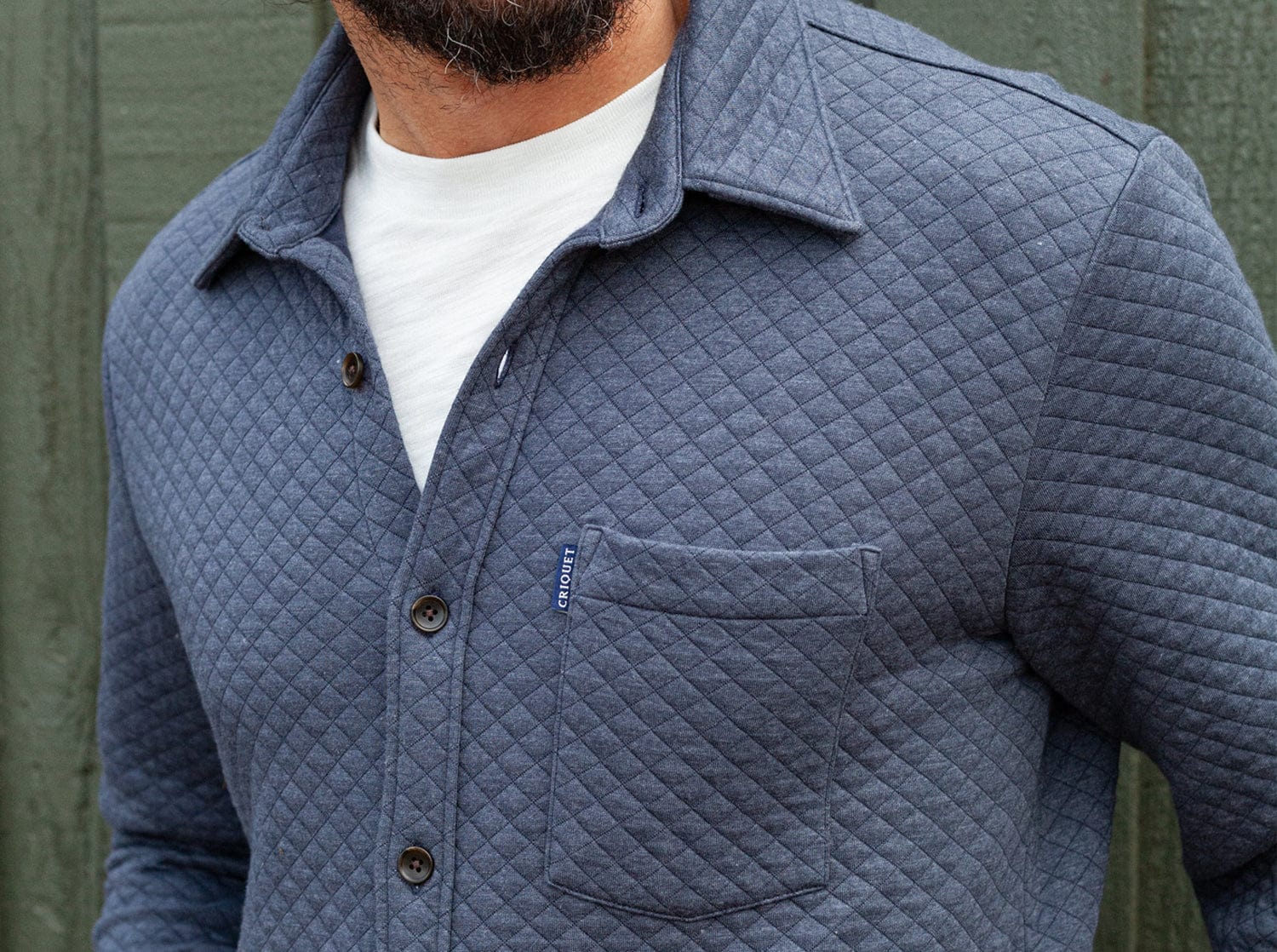 Quilted Knit Overshirt - Heather Navy