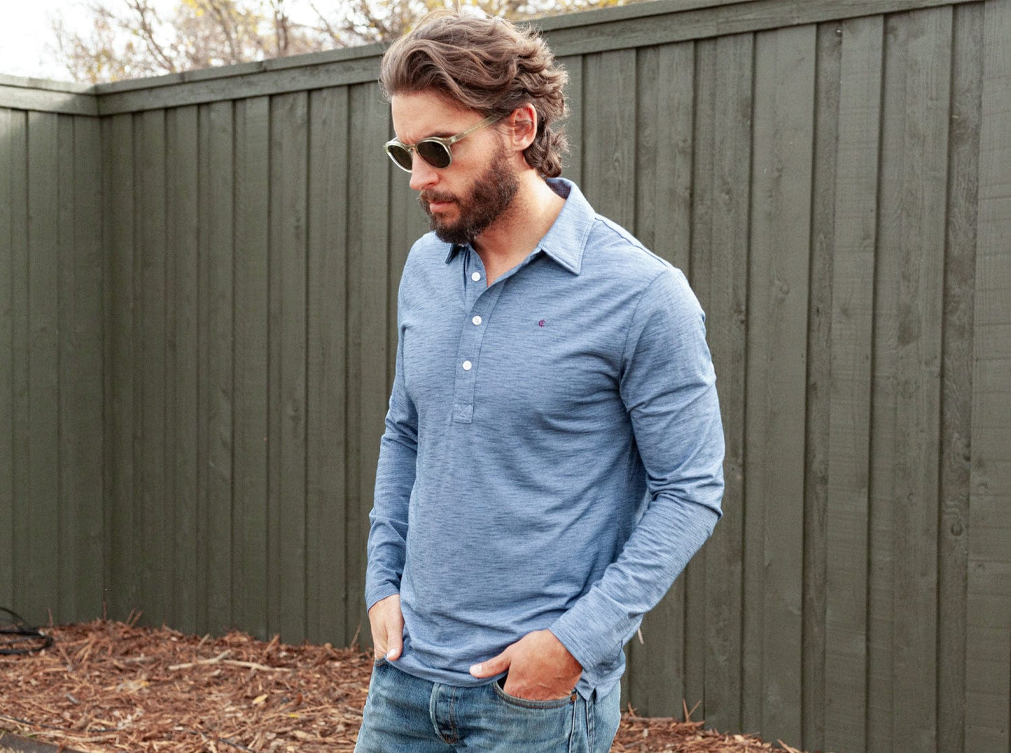 brrr° Long Sleeve Range Polo - Riviera