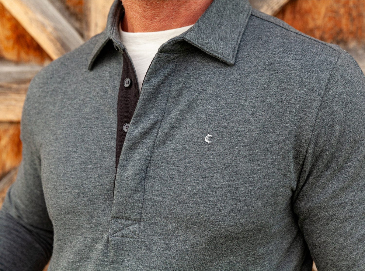 Criquet Collared Sweatshirt in Heather Charcoal, view 3
