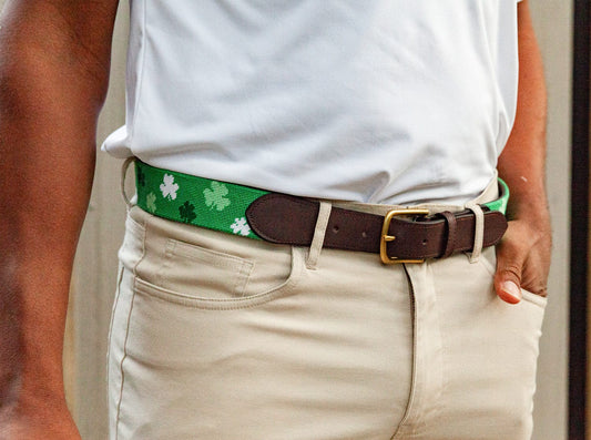 Criquet x Harding Lane Needlepoint Belt - Shamrock