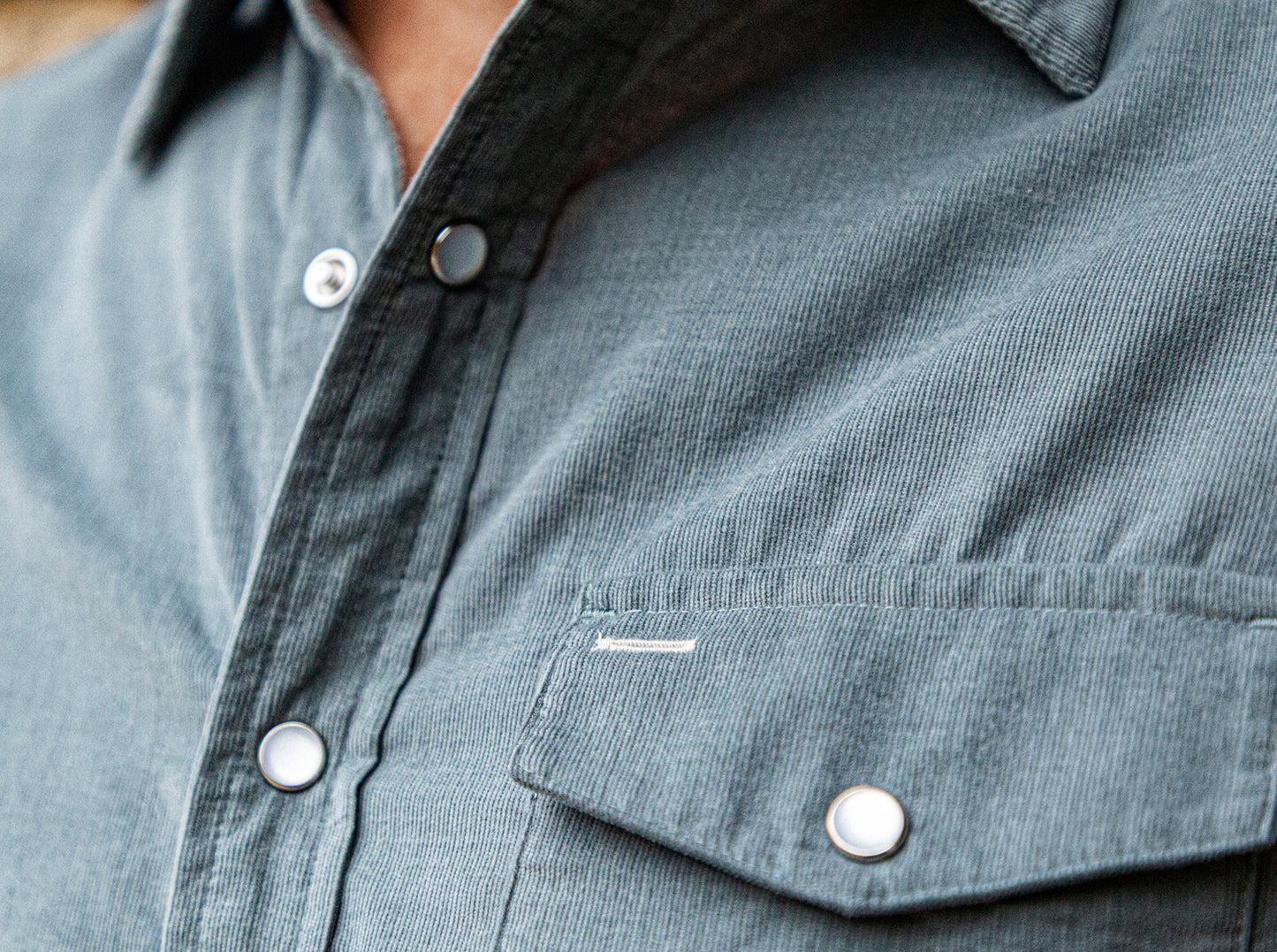 Spring Weight Corduroy Pearl Snap - Stormy Weather