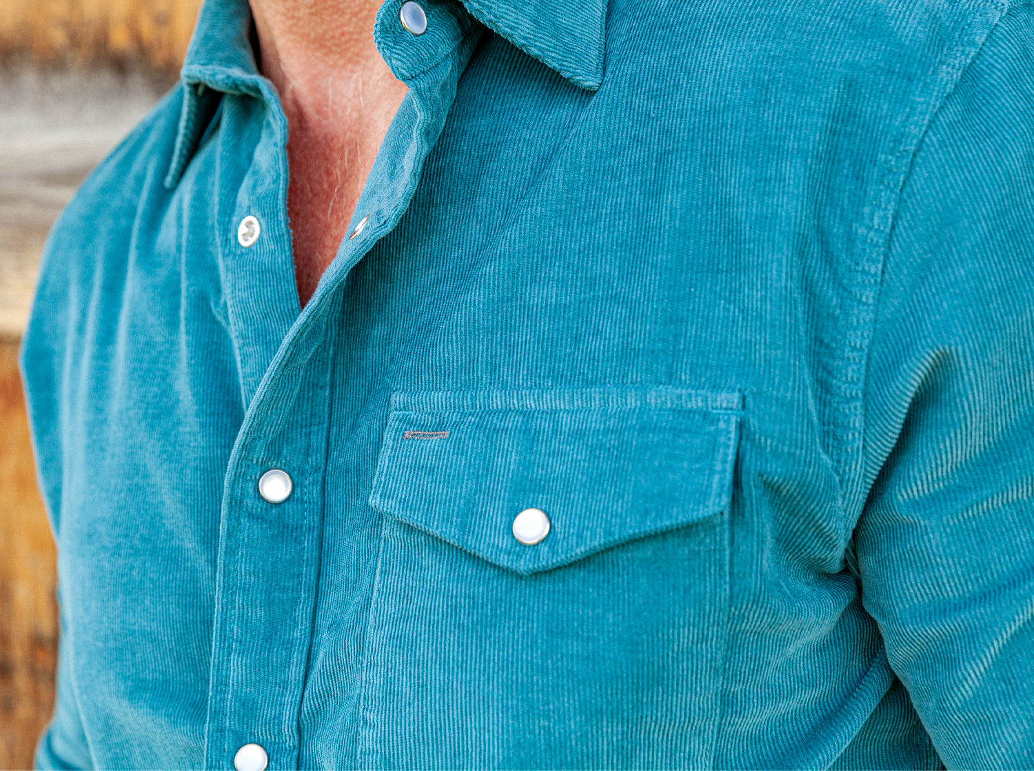 Corduroy Pearl Snap - Deep Turquoise - Secondary