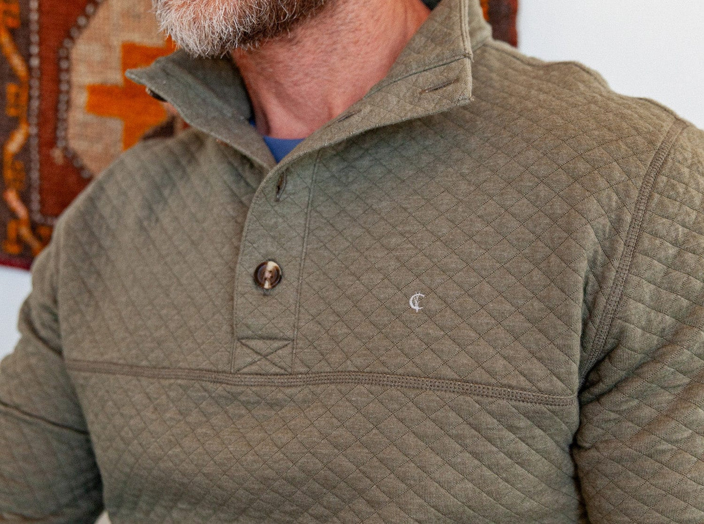 Quilted Pullover - Heather Olive