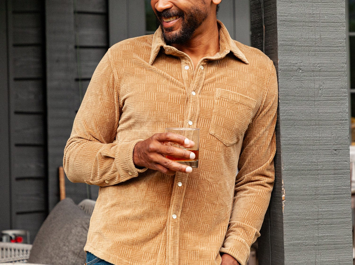 The Velour Pearl Snap - Jacquard - Whiskey