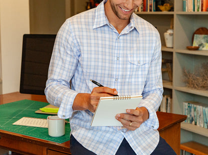 Performance Long Sleeve Pearl Snap - White Heron Check