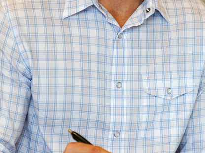 Performance Long Sleeve Pearl Snap - White Heron Check