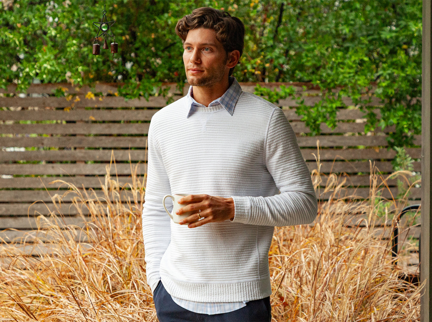 Quilted Crew Sweatshirt - Off-White