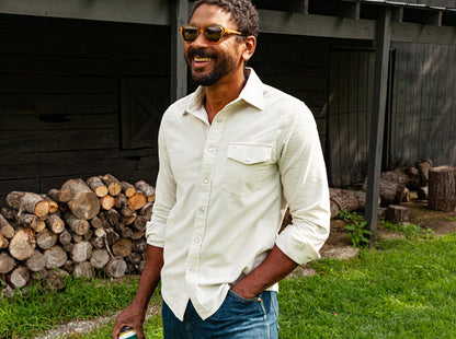 Corduroy Pearl Snap - Silver Fox