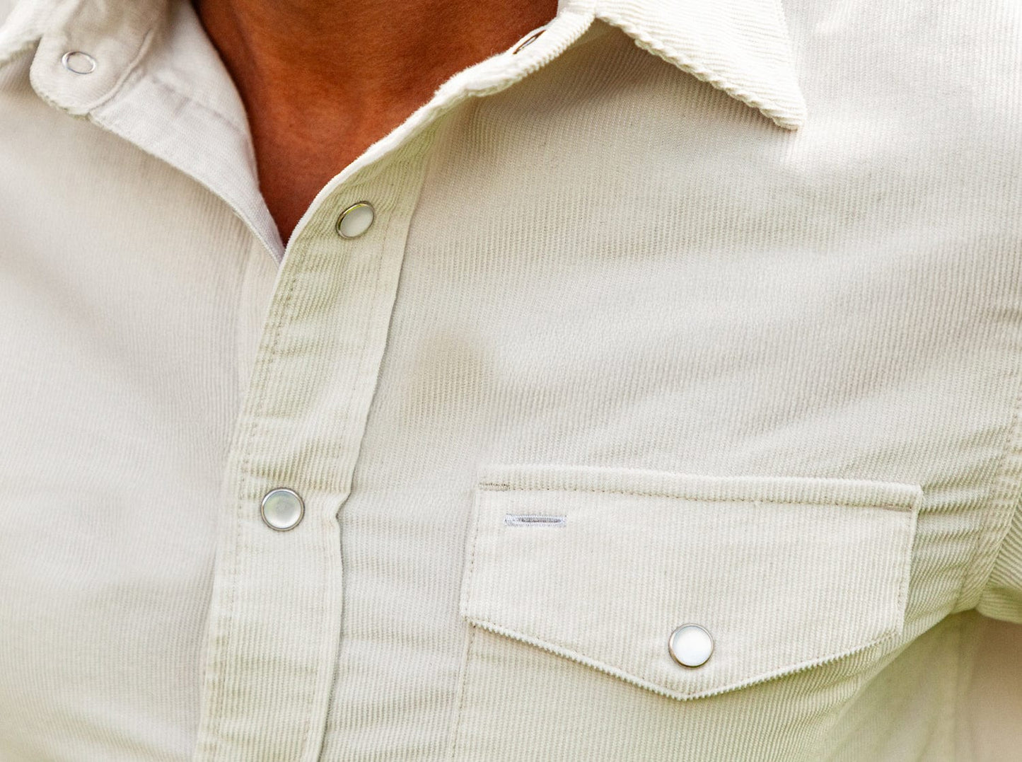 Corduroy Pearl Snap - Silver Fox