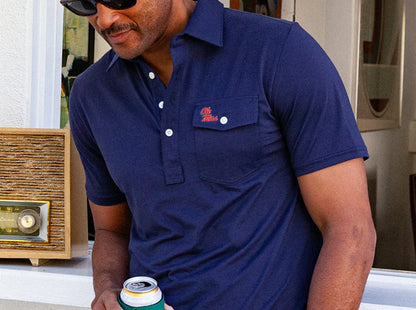 Ole Miss - Coach's Performance Players Shirt - Ole Miss Stack - Navy