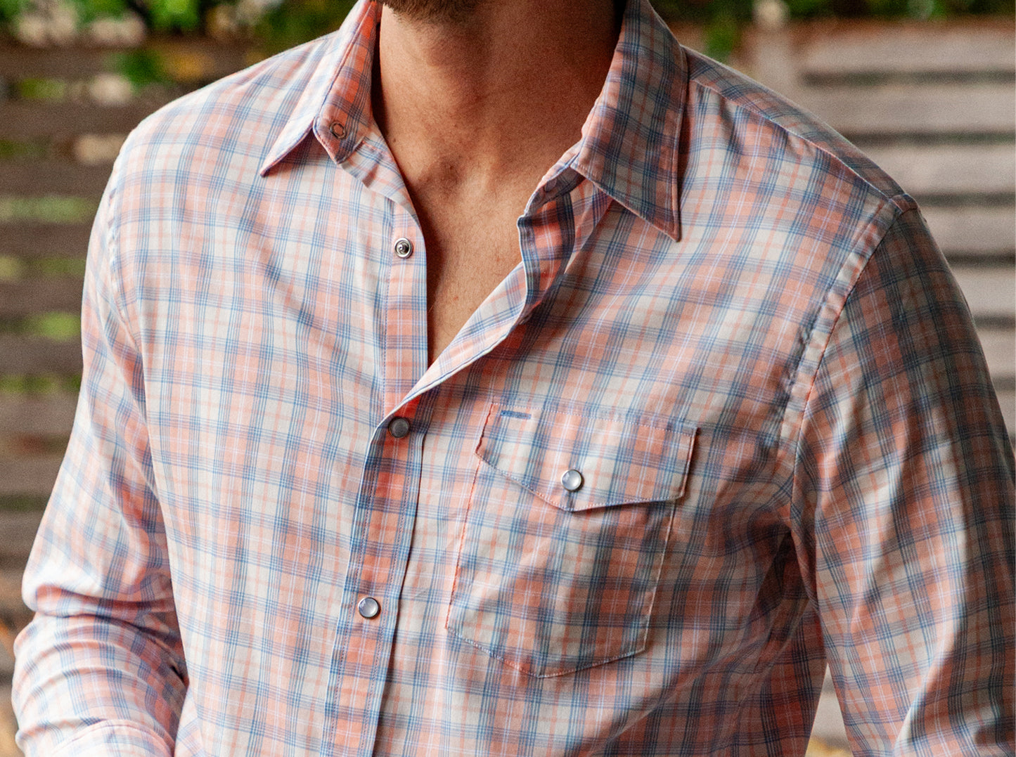 Performance Long Sleeve Pearl Snap - Peachy Plaid