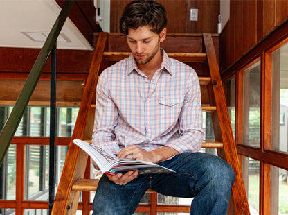 Performance Long Sleeve Pearl Snap - Peachy Plaid