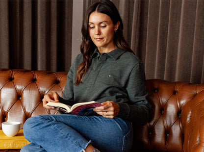 Women's Collared Sweatshirt - Heather Charcoal