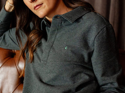Women's Collared Sweatshirt - Heather Charcoal