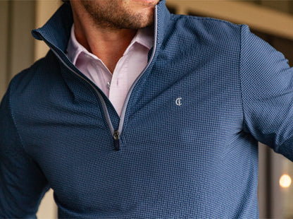 Seersucker Performance Pullover - Navy