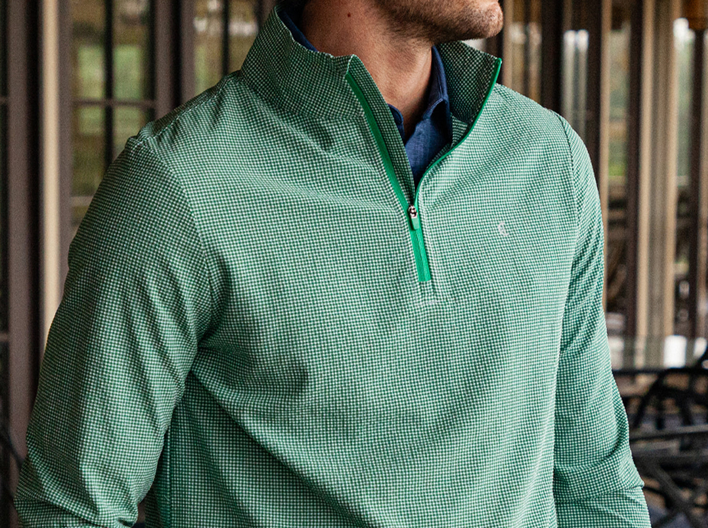 Seersucker Performance Pullover - Green
