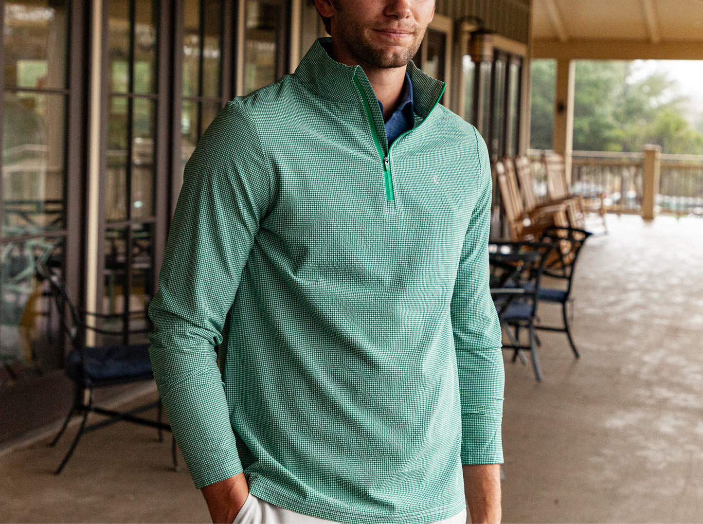 Seersucker Performance Pullover - Green