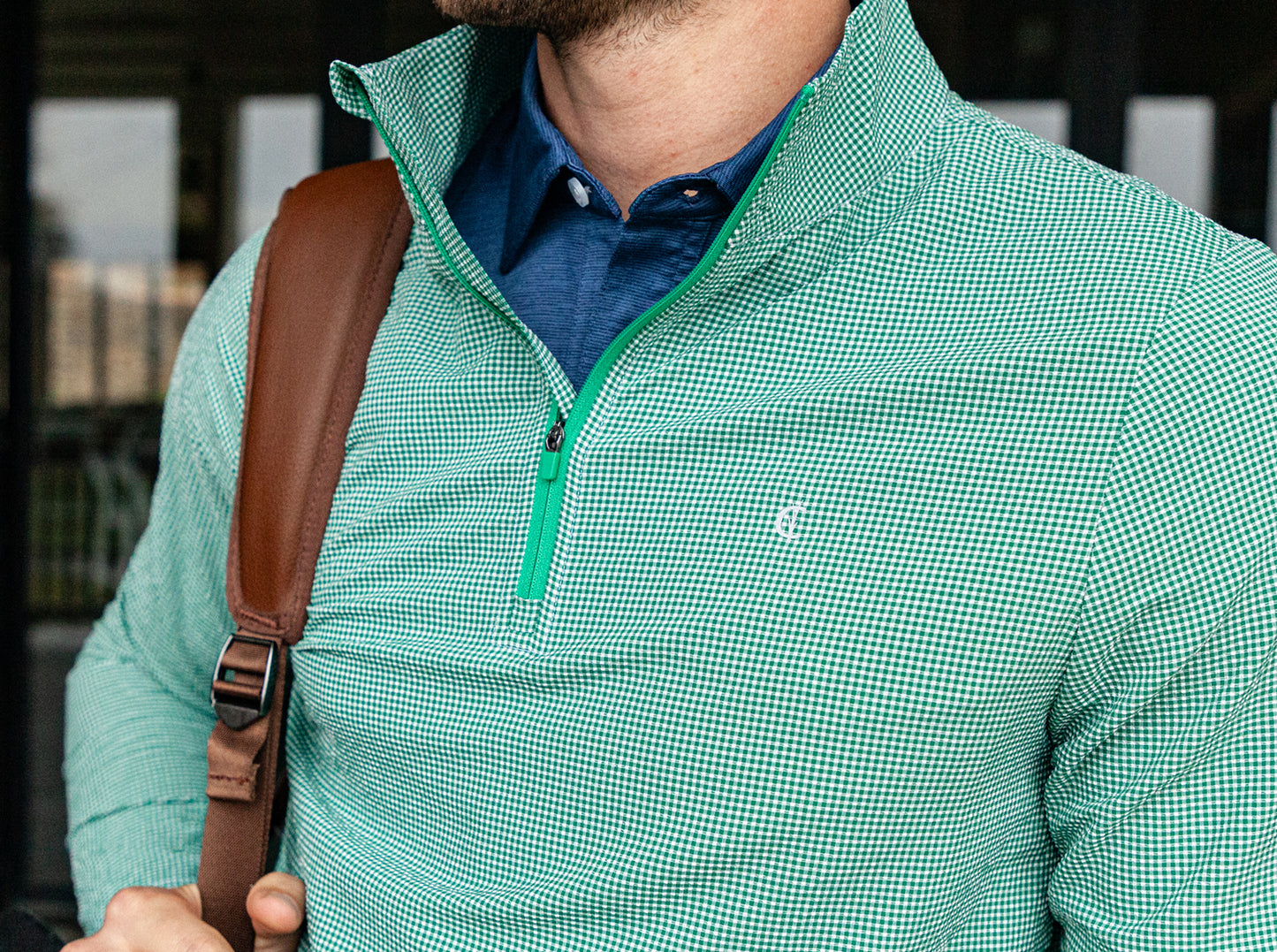 Seersucker Performance Pullover - Green