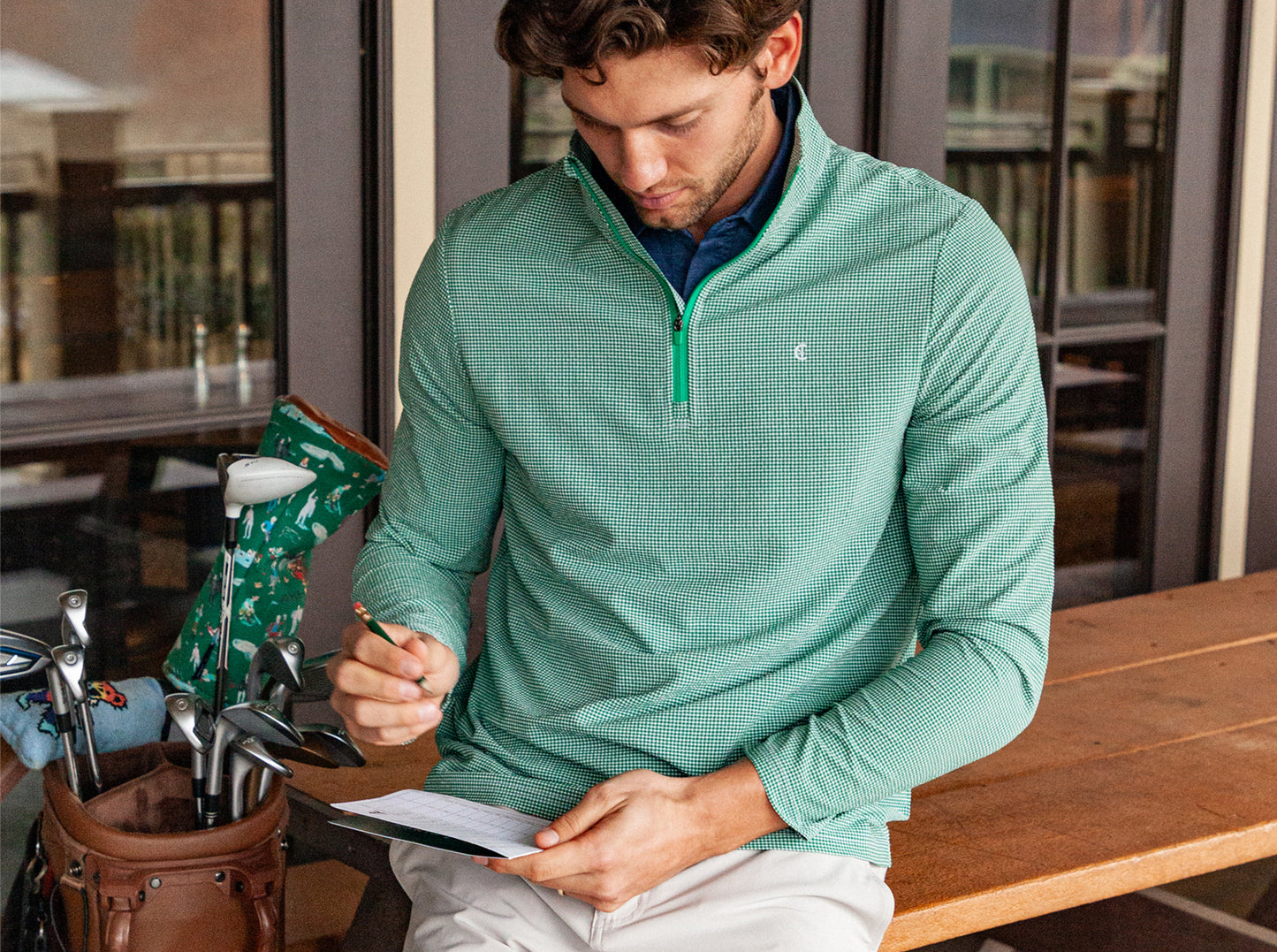 Seersucker Performance Pullover - Green