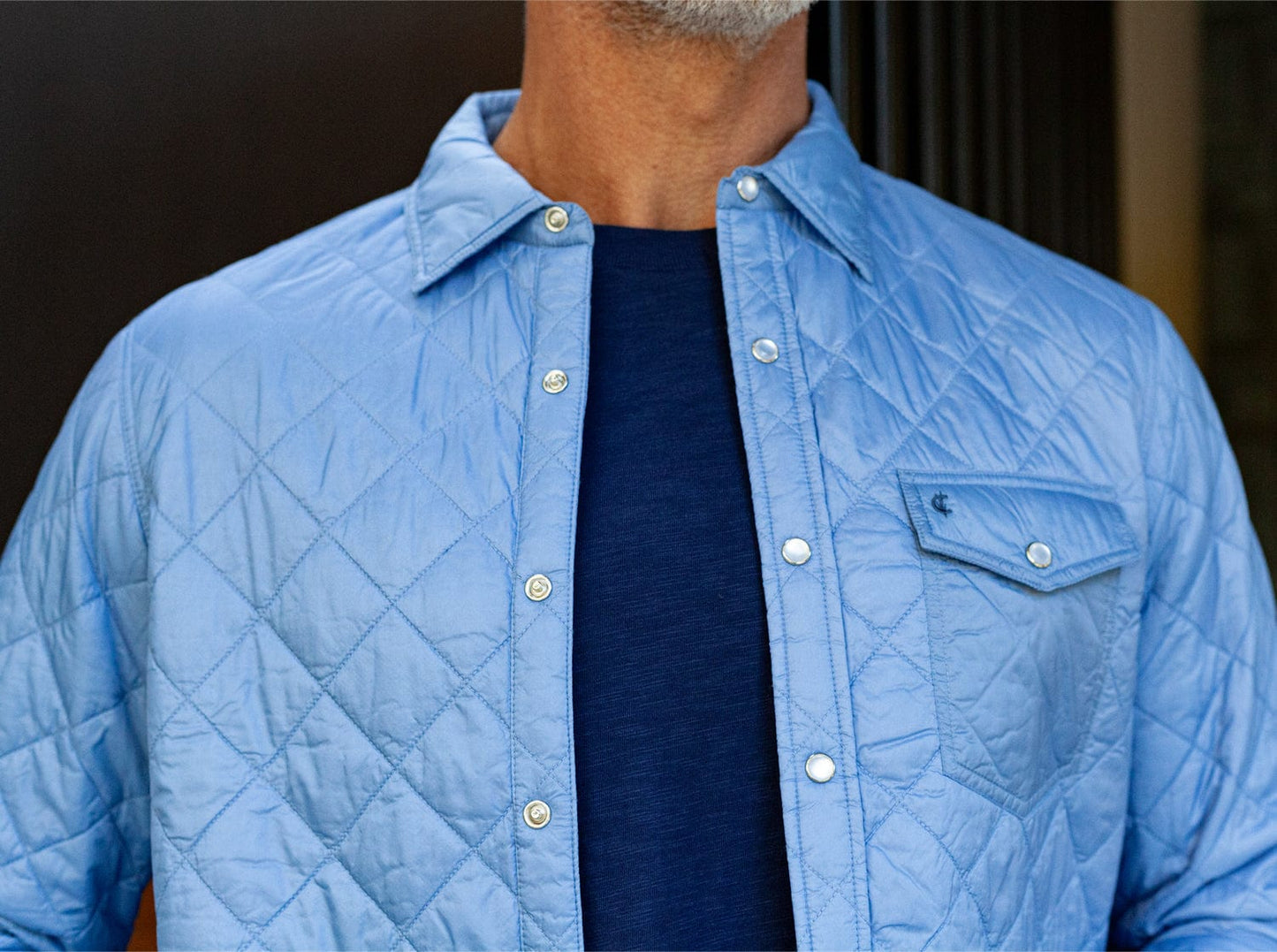 Quilted Shacket - Iris Blue