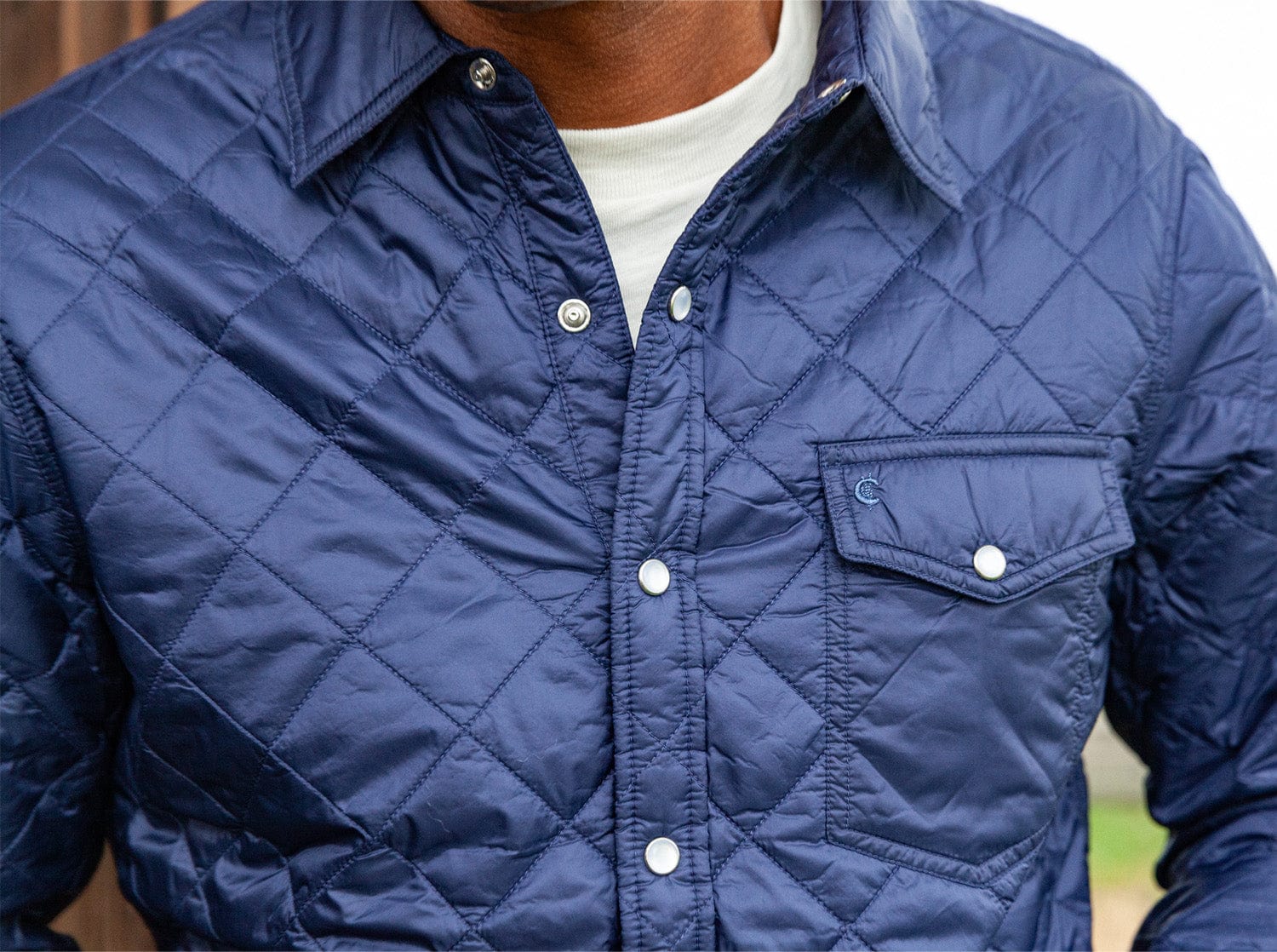 Quilted Shacket - Navy Blue - Secondary