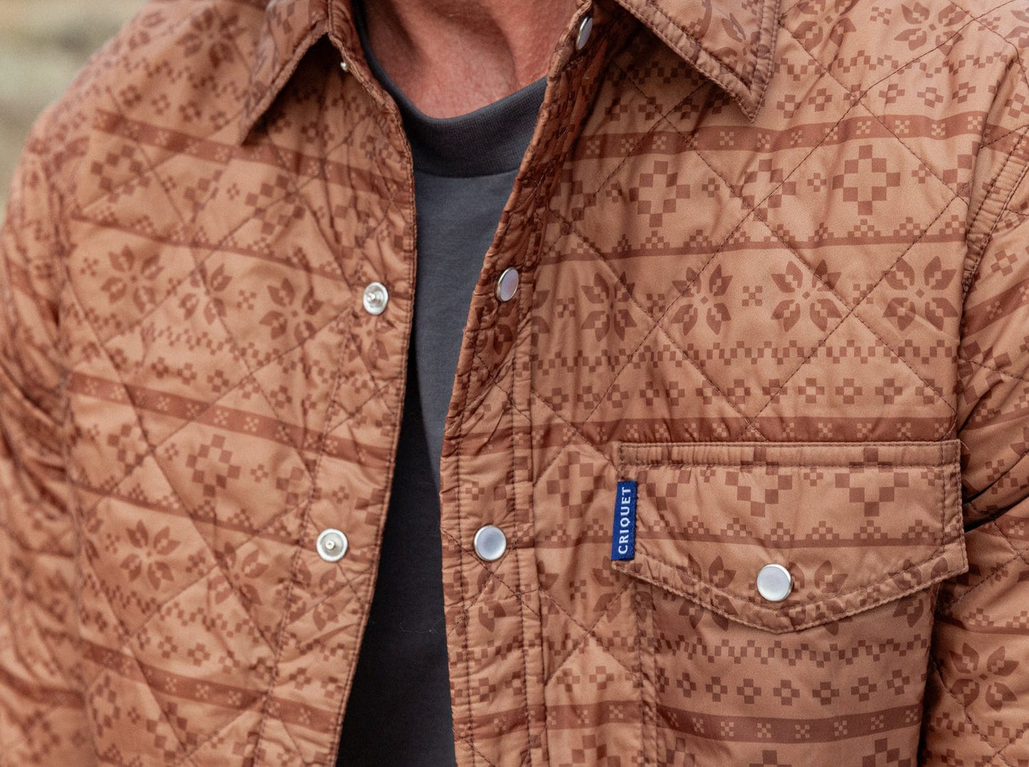 Quilted Shacket - Whiskey Fair Isle