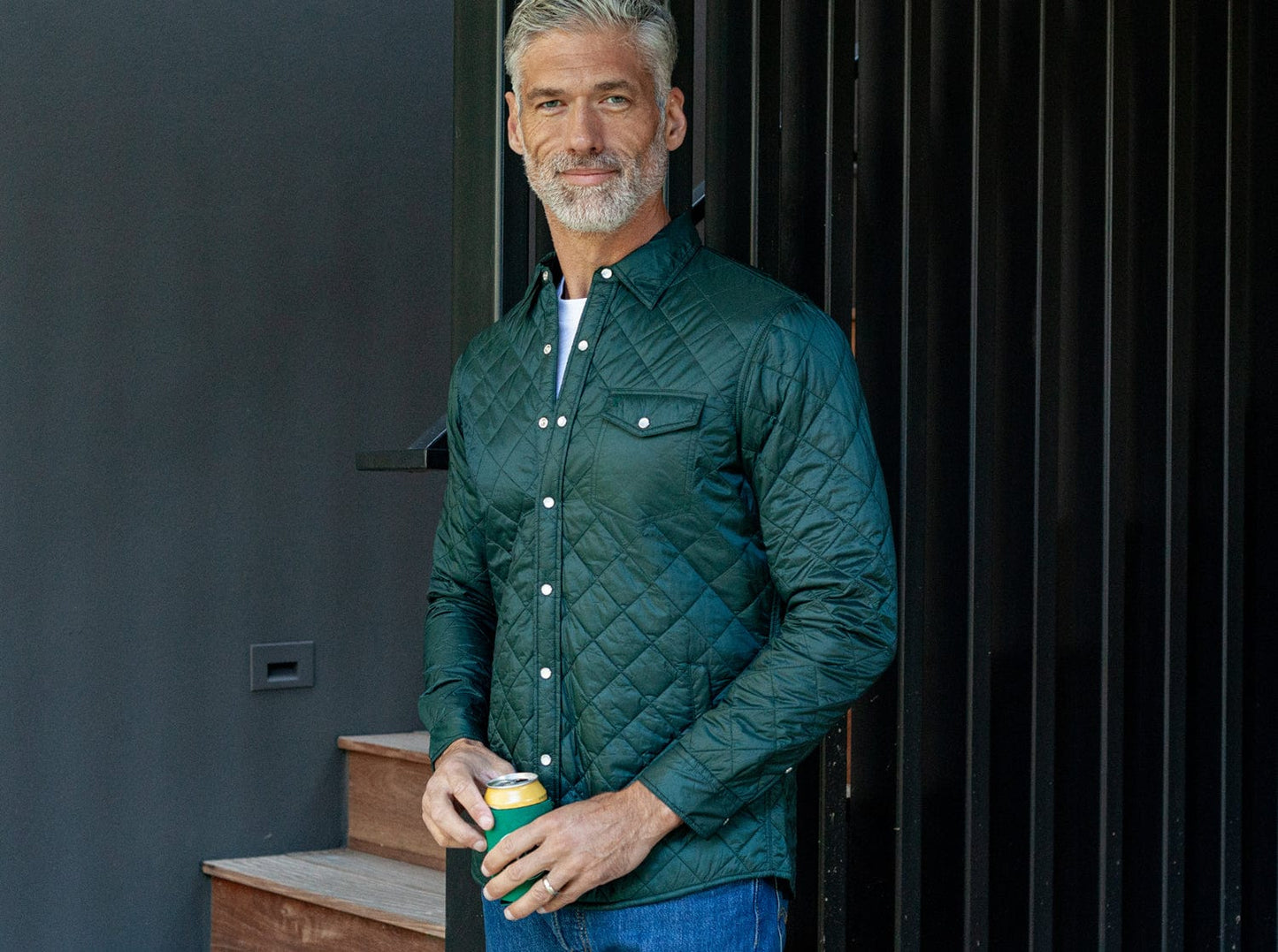 Quilted Shacket - Hunter Green