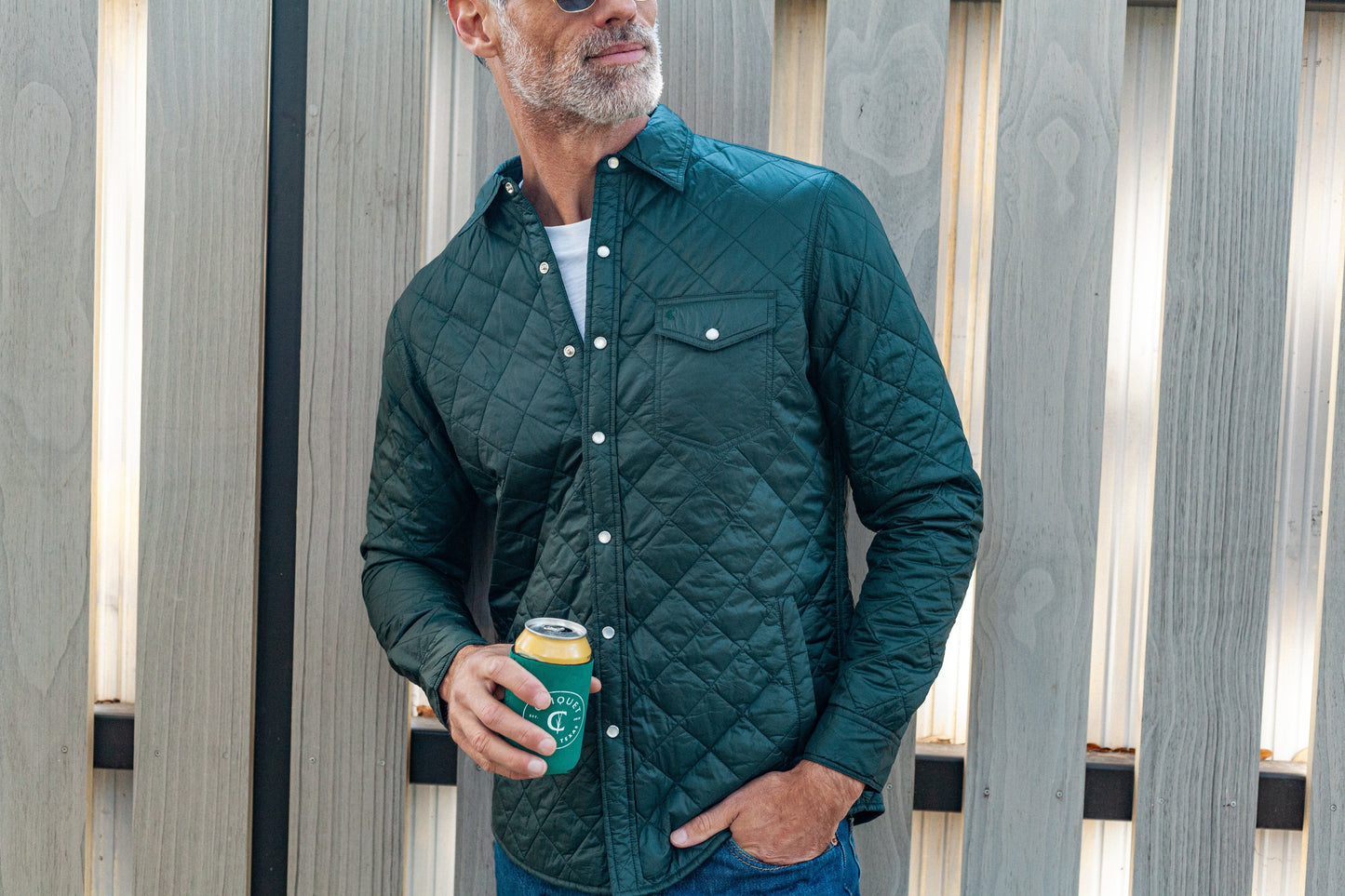 Quilted Shacket - Hunter Green