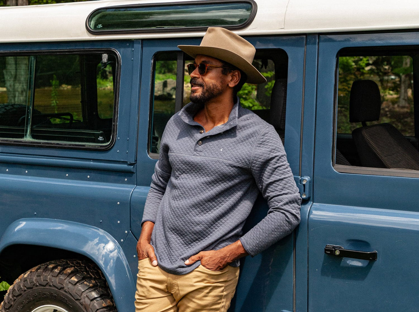 Quilted Pullover - Heather Navy