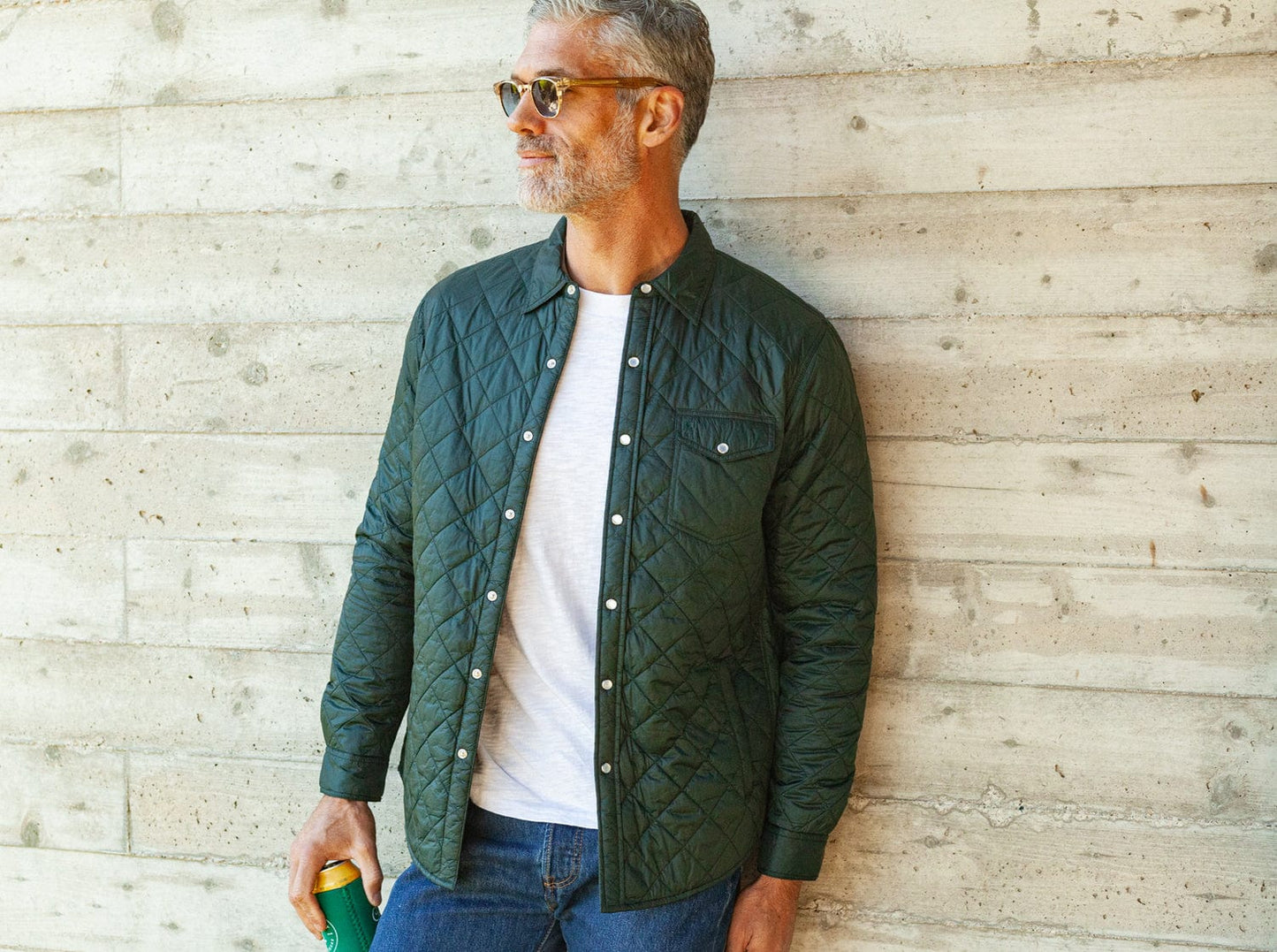 Quilted Shacket - Hunter Green