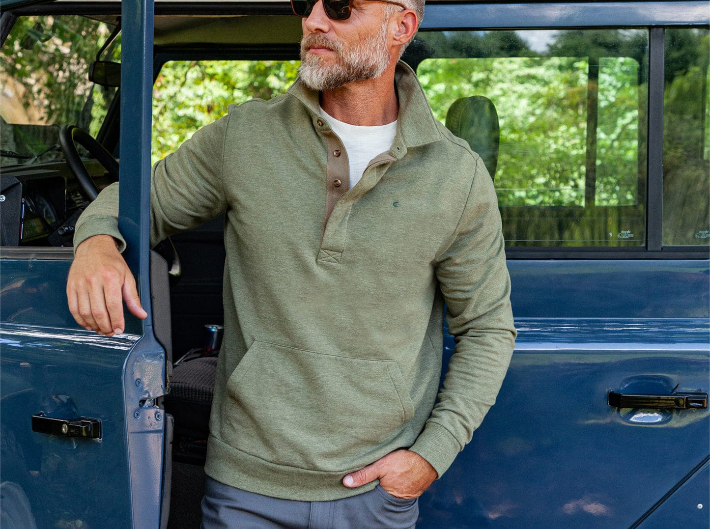 Collared Sweatshirt - Heather Olive