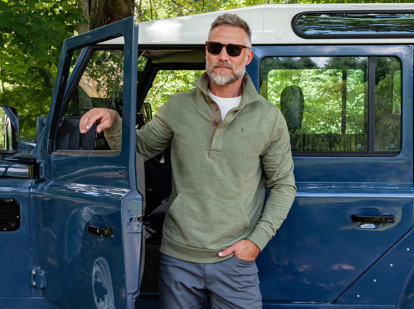 Collared Sweatshirt - Heather Olive