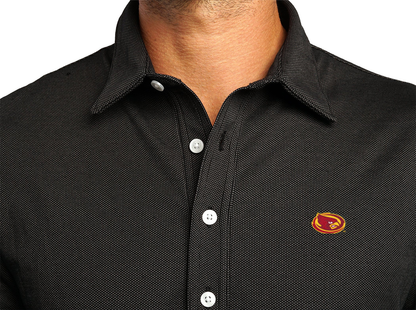 Iowa State - Jacquard Long Sleeve Range Polo - Cardinal - Black