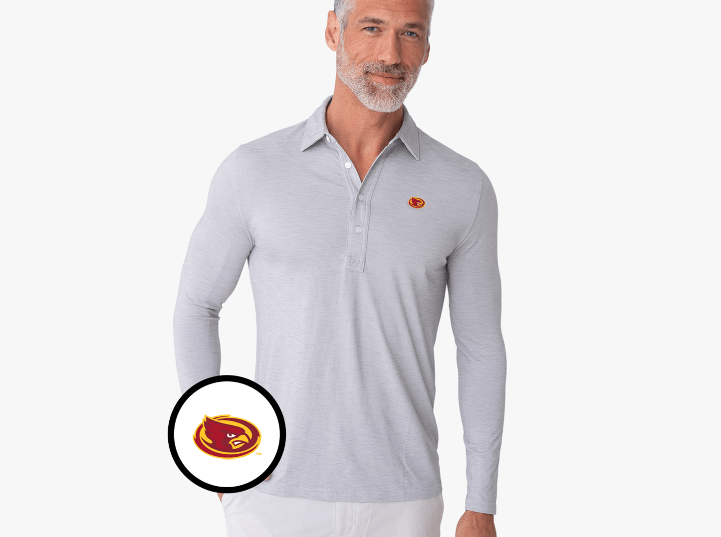 Iowa State - Brrr Long Sleeve Range Polo - Cardinal - Silverado
