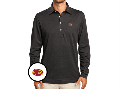 Iowa State - Jacquard Long Sleeve Range Polo - Cardinal - Black