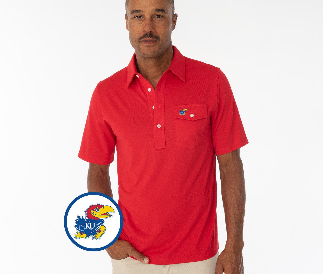 Kansas - Coach's Performance Players Shirt - Jayhawk - Red