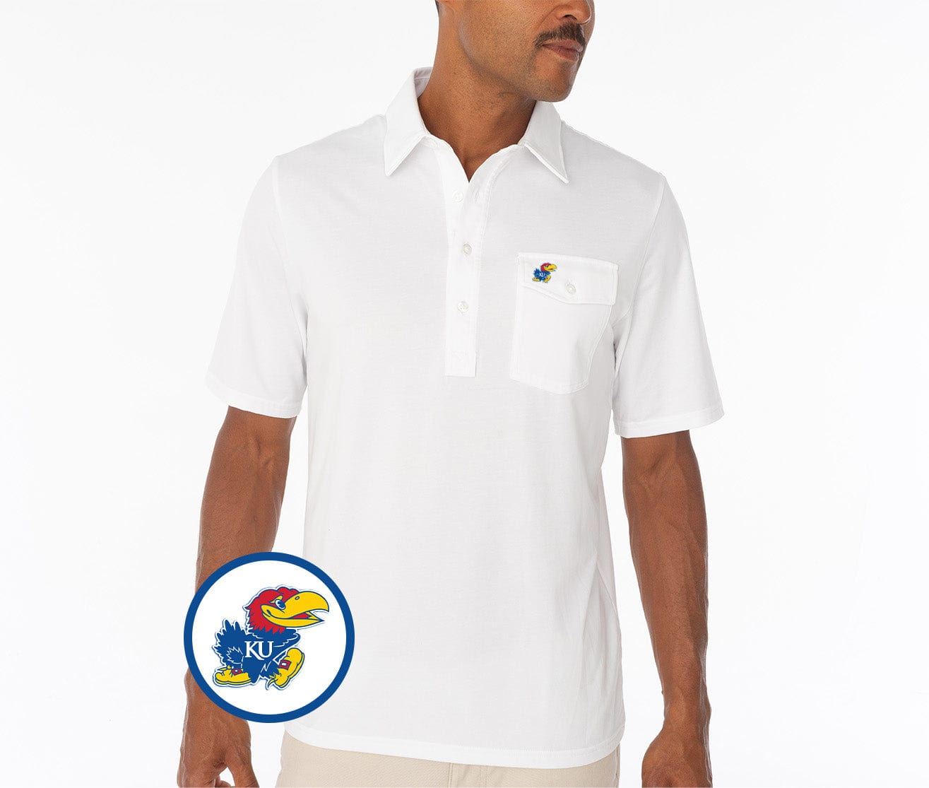 Kansas - Coach's Performance Players Shirt - Jayhawk - White