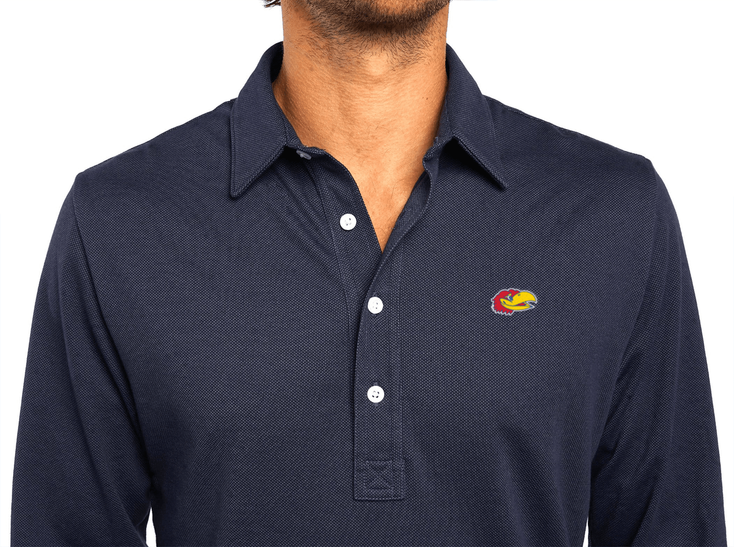 Kansas - Jacquard Long Sleeve Range Polo - Jayhead - Navy