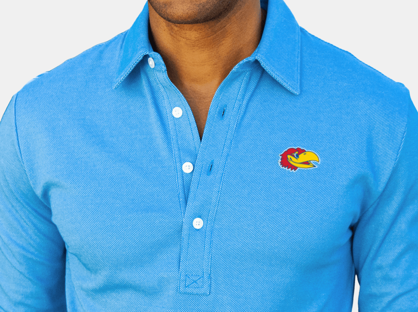 Kansas - Jacquard Long Sleeve Range Polo - Jayhead - Blue
