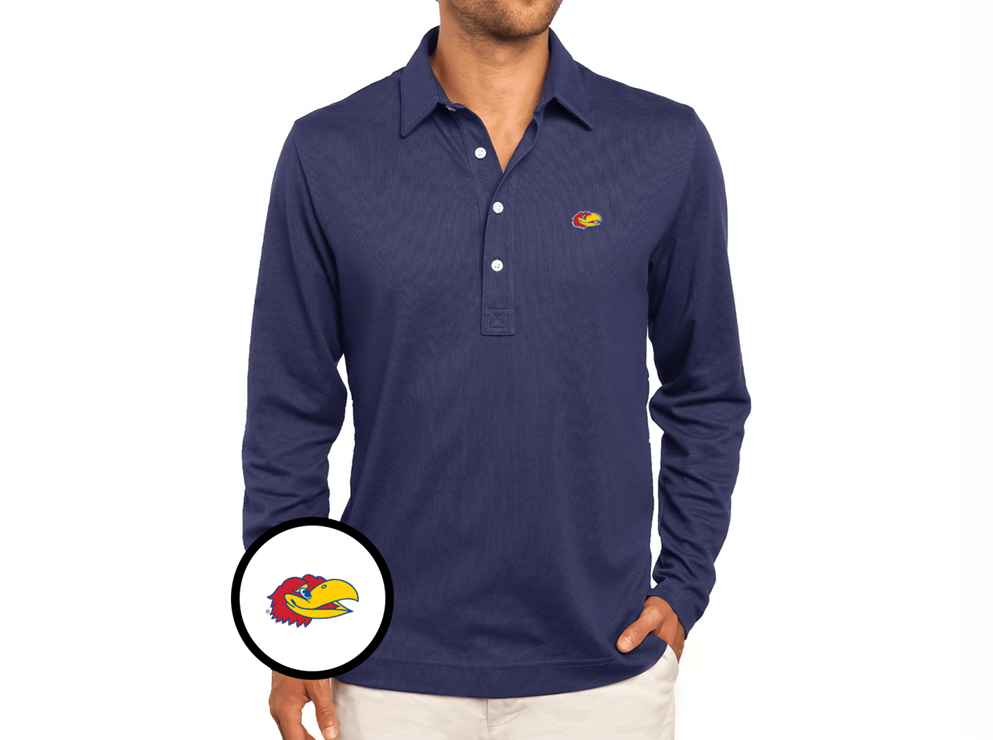 Kansas - Jacquard Long Sleeve Range Polo - Jayhead - Navy