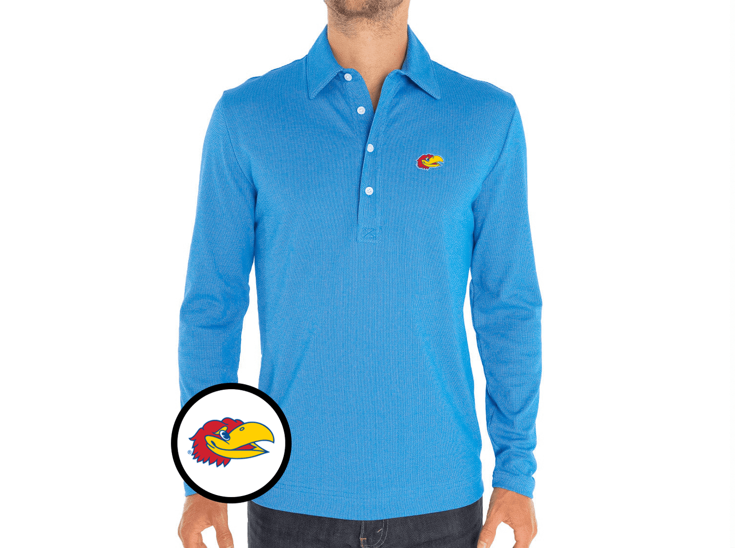 Kansas - Jacquard Long Sleeve Range Polo - Jayhead - Blue