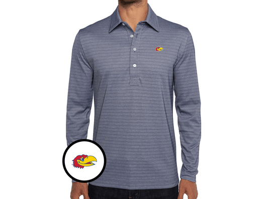 Kansas - Jacquard Long Sleeve Range Polo - Jayhead - Navy Stripe