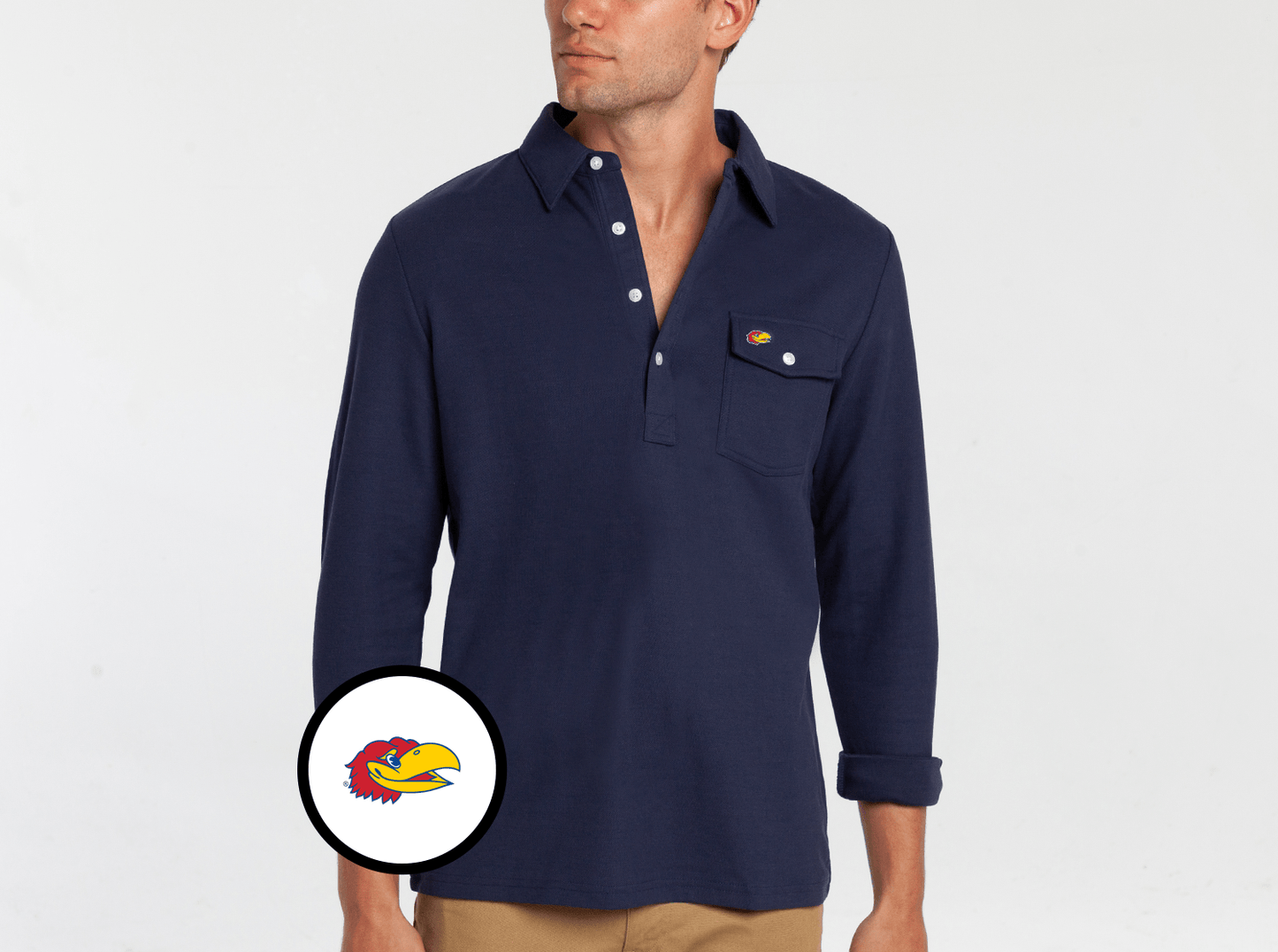 Kansas - Long Sleeve Players Shirt - Jayhead - Peacoat
