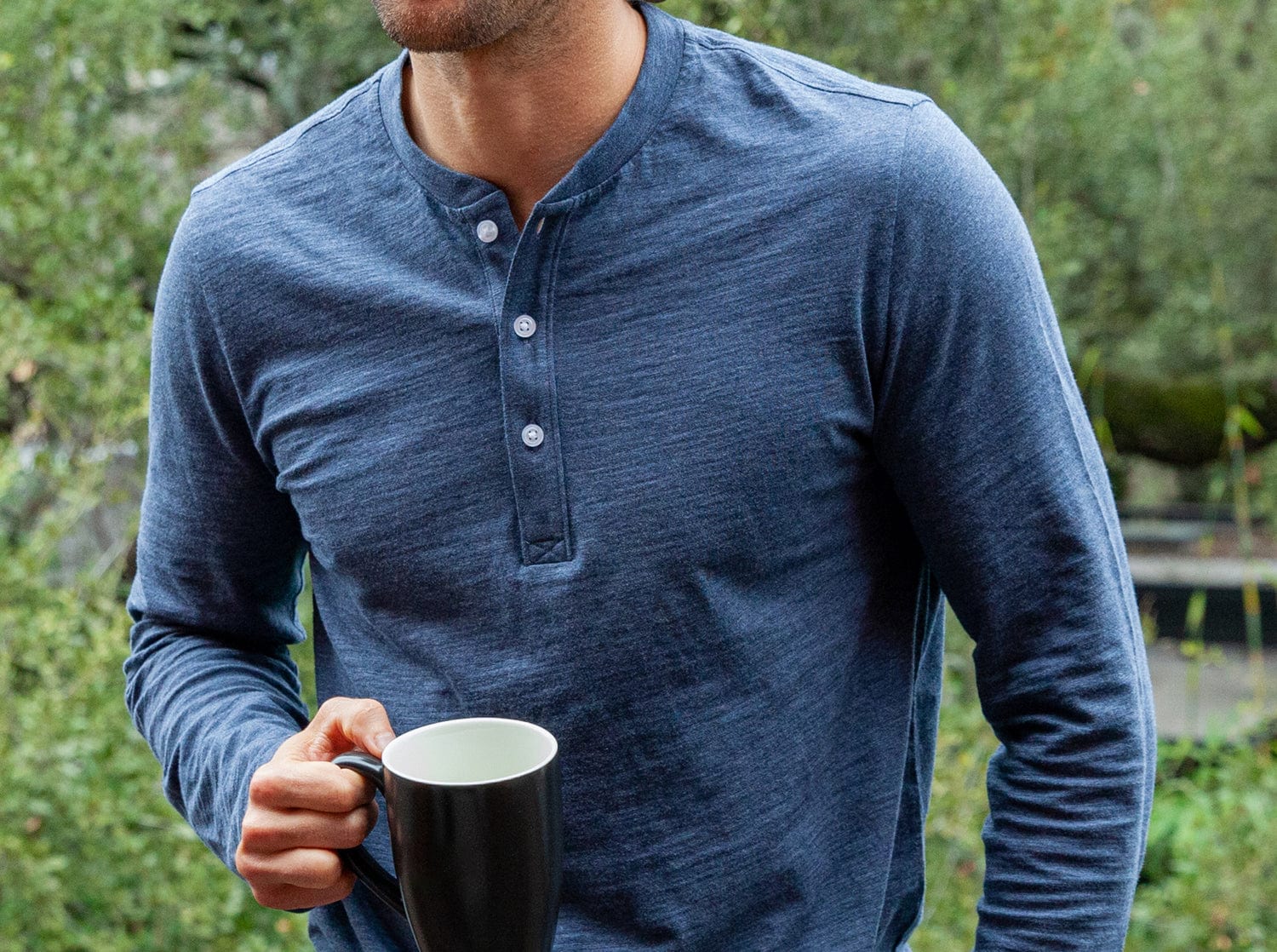 Slub Henley - Heather Navy - Secondary