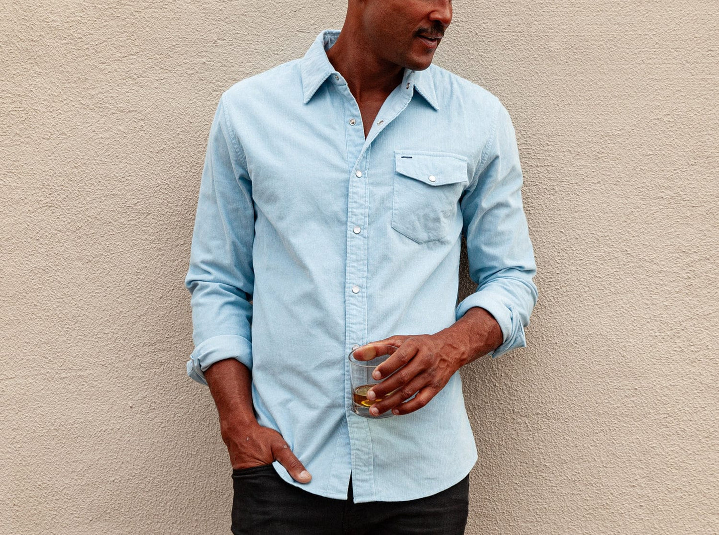 Corduroy Pearl Snap - Cool Blue – Criquet Shirts